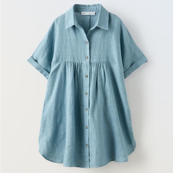 Zara Other - Zara linen dress girl blue 11/12Y